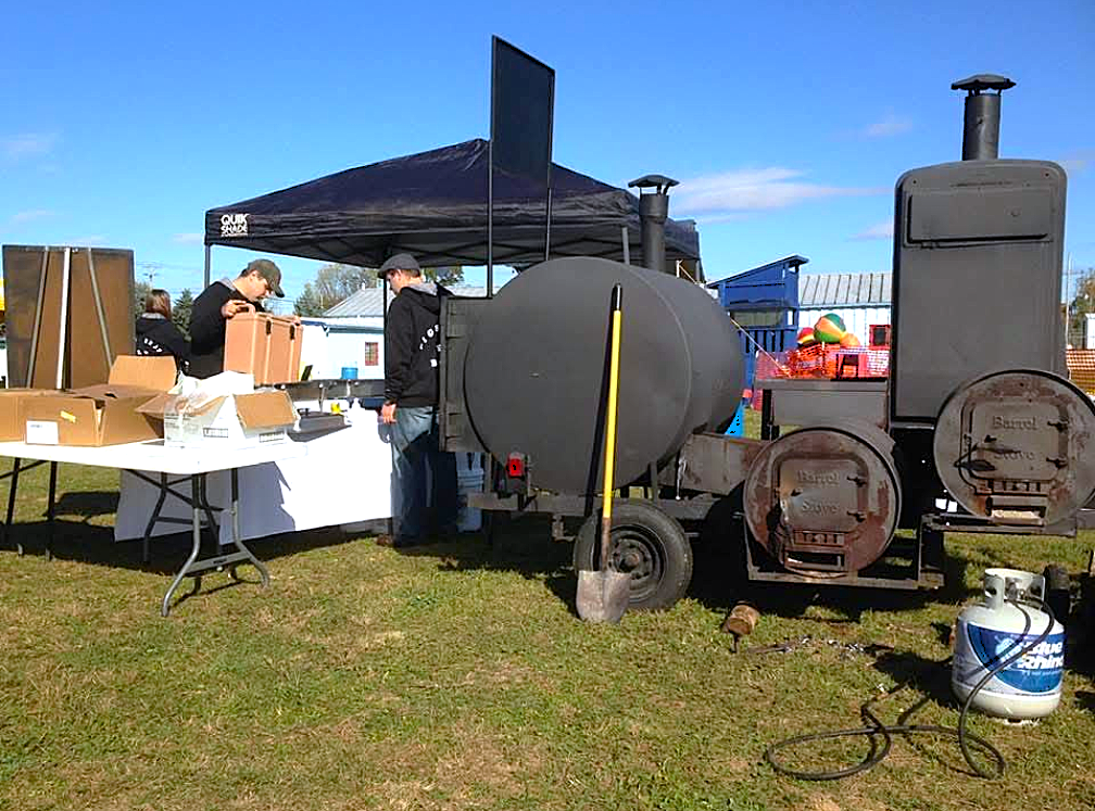 James Sluss with his original Philco fridge smoker build